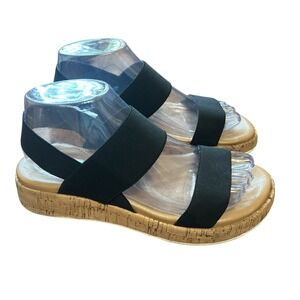 Steve‎ Madden Women's Sandals Black Elastic Cork Platform Slides Comfort size 8